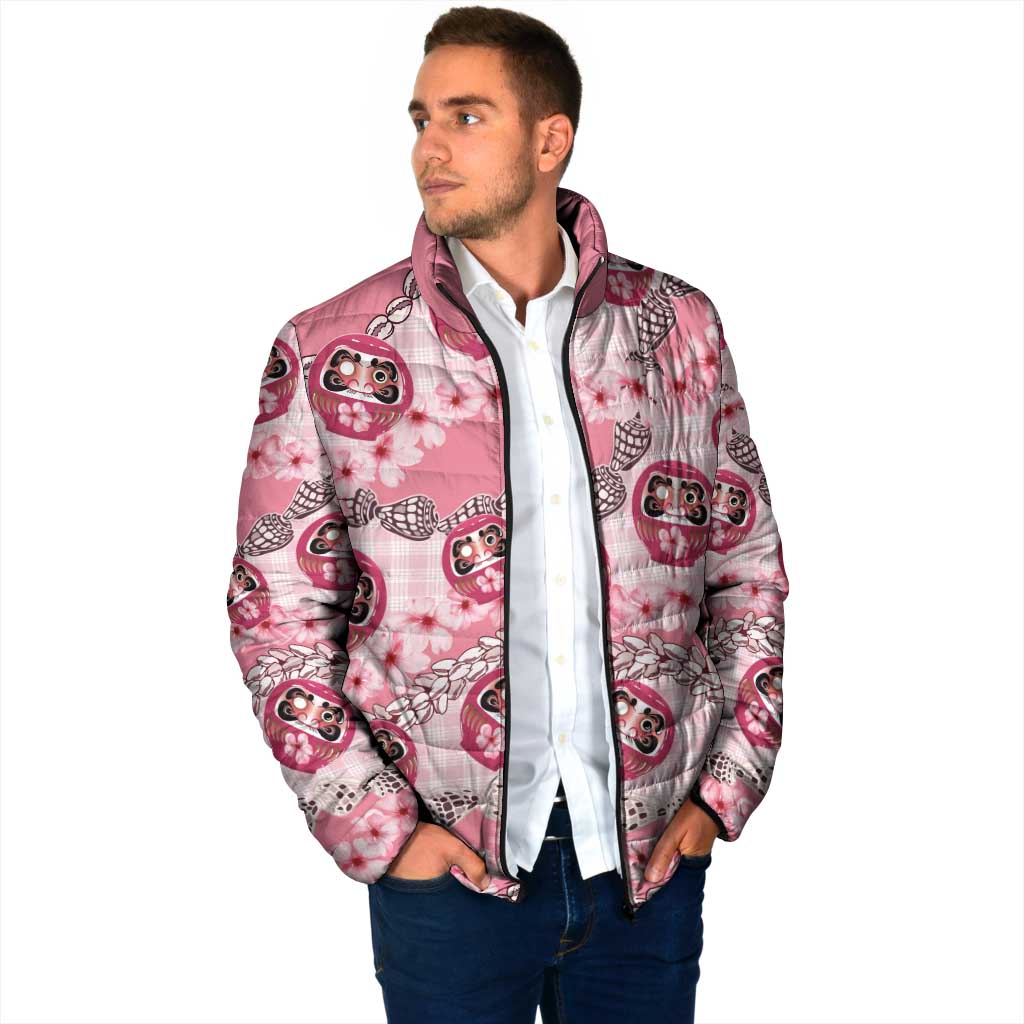 Japanese Daruma Doll Palaka Padded Jacket Cherry Blossoms With Shell Lei LT14 - Polynesian Pride