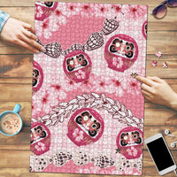 Japanese Daruma Doll Palaka Puzzle Cherry Blossoms With Shell Lei LT14 Pink - Polynesian Pride