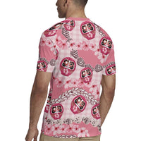 Japanese Daruma Doll Palaka Rugby Jersey Cherry Blossoms With Shell Lei LT14 - Polynesian Pride