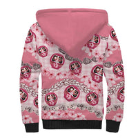 Japanese Daruma Doll Palaka Sherpa Hoodie Cherry Blossoms With Shell Lei LT14 - Polynesian Pride