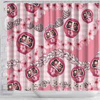 Japanese Daruma Doll Palaka Shower Curtain Cherry Blossoms With Shell Lei LT14 - Polynesian Pride