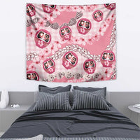Japanese Daruma Doll Palaka Tapestry Cherry Blossoms With Shell Lei - Polynesian Pride