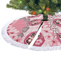 Japanese Daruma Doll Palaka Tree Skirt Cherry Blossoms With Shell Lei LT14 - Polynesian Pride