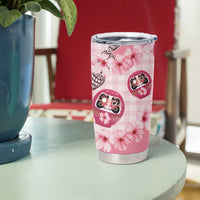 Japanese Daruma Doll Palaka Tumbler Cup Cherry Blossoms With Shell Lei LT14 - Polynesian Pride