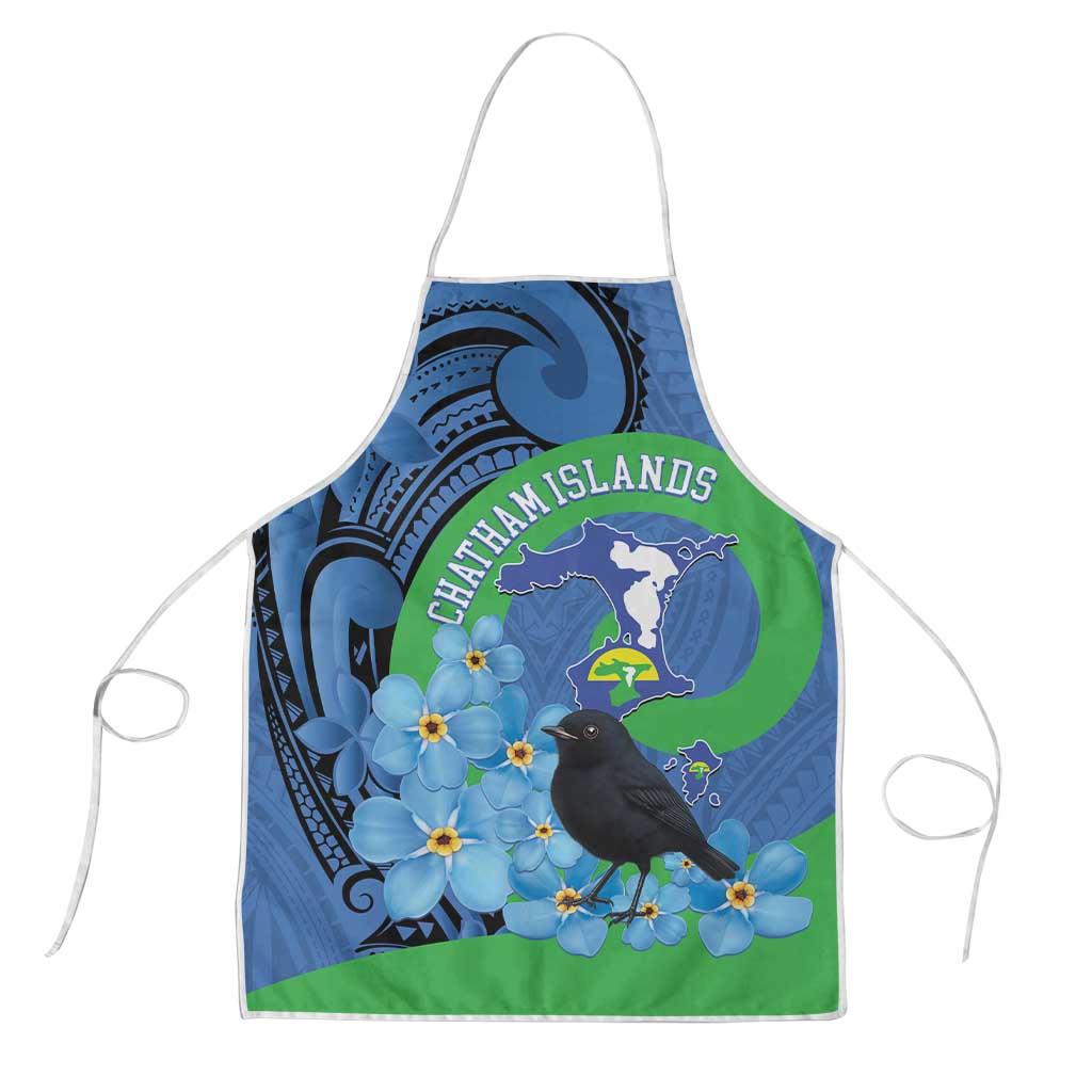 New Zealand Chatham Islands Apron Wharekauri Forget Me Not With Black Robin - Polynesian Pride