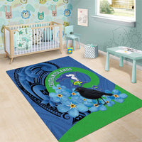 New Zealand Chatham Islands Area Rug Wharekauri Forget Me Not With Black Robin