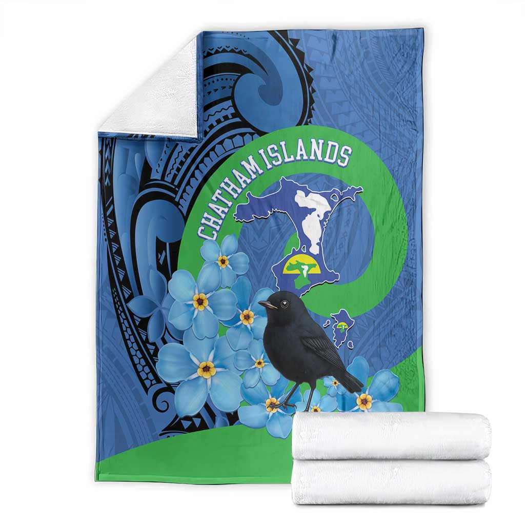 New Zealand Chatham Islands Blanket Wharekauri Forget Me Not With Black Robin