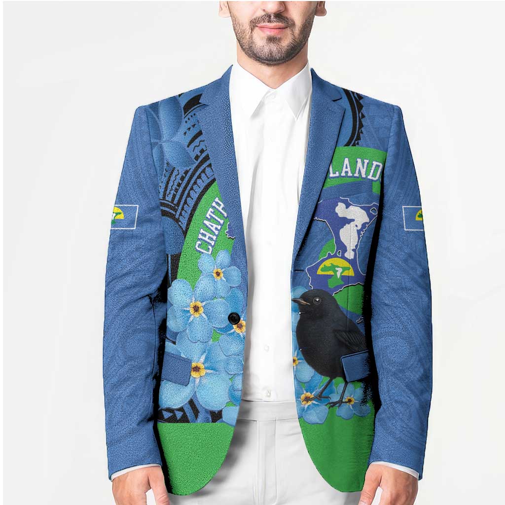 New Zealand Chatham Islands Blazer Wharekauri Forget Me Not With Black Robin LT14 - Polynesian Pride