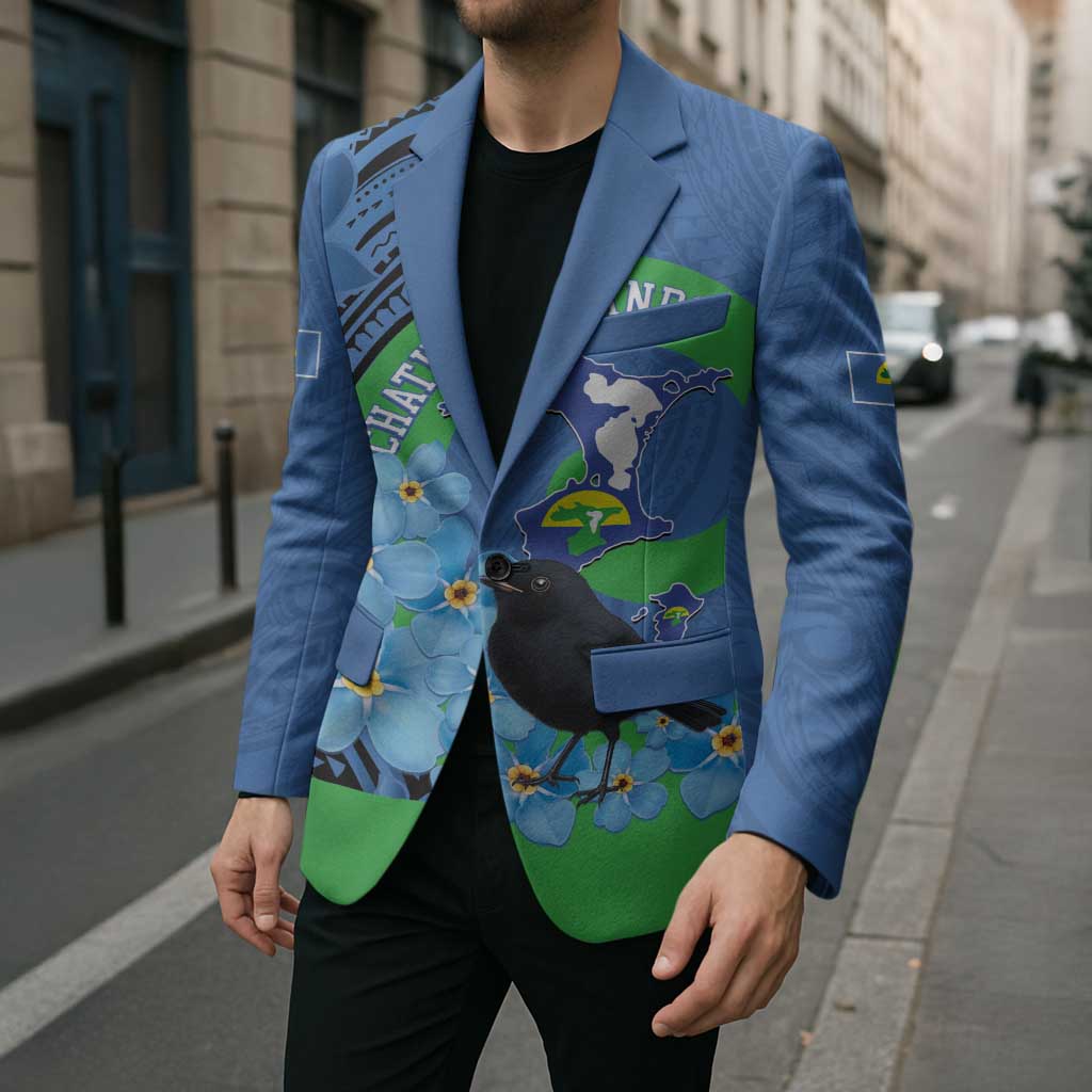 New Zealand Chatham Islands Blazer Wharekauri Forget Me Not With Black Robin LT14 - Polynesian Pride