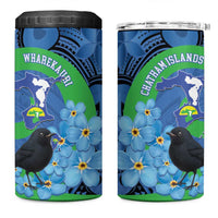 New Zealand Chatham Islands 4 in 1 Can Cooler Tumbler Wharekauri Forget Me Not With Black Robin LT14 One Size: 16 oz Blue - Polynesian Pride
