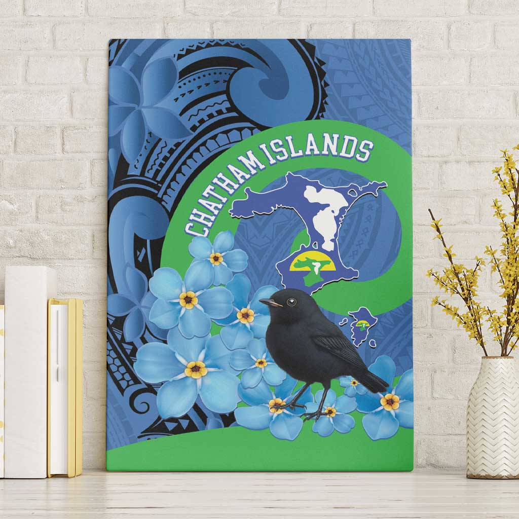 New Zealand Chatham Islands Canvas Wall Art Wharekauri Forget Me Not With Black Robin