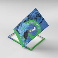 New Zealand Chatham Islands Canvas Wall Art Wharekauri Forget Me Not With Black Robin