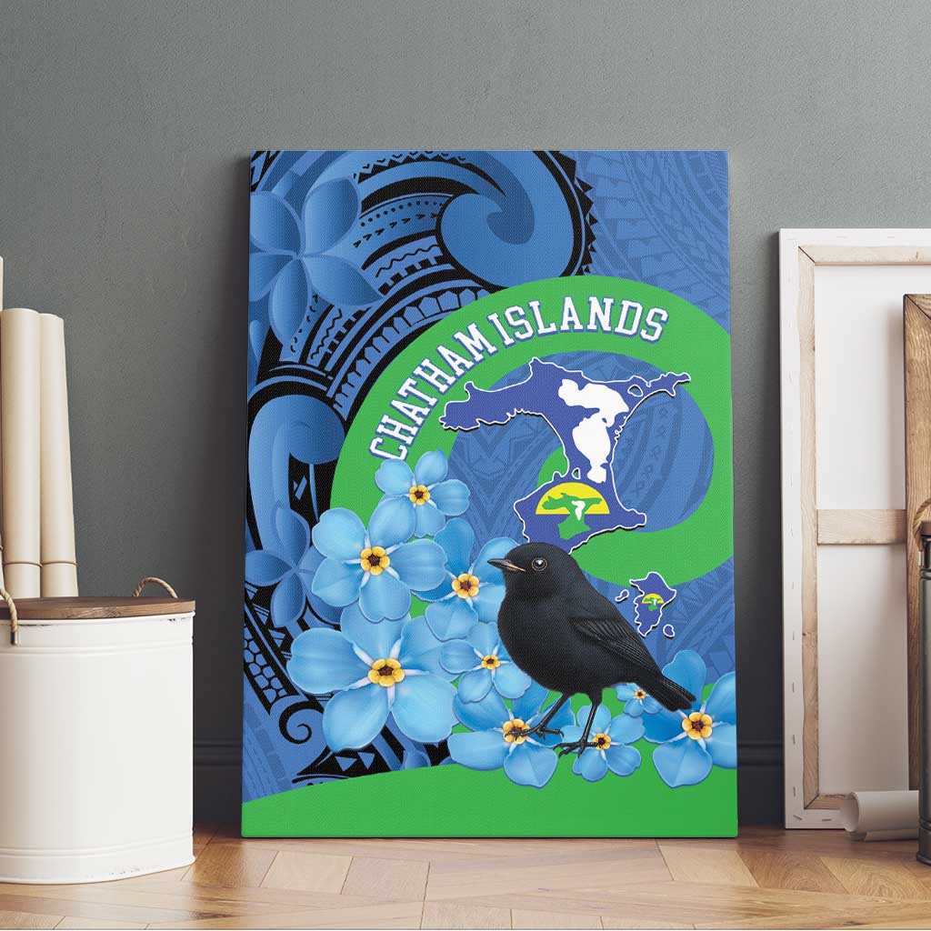 New Zealand Chatham Islands Canvas Wall Art Wharekauri Forget Me Not With Black Robin