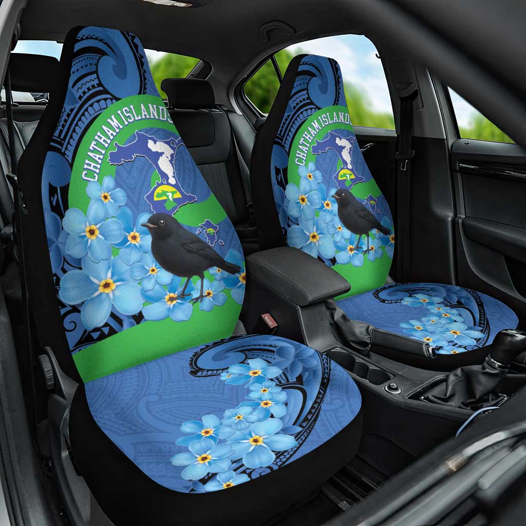 New Zealand Chatham Islands Car Seat Cover Wharekauri Forget Me Not With Black Robin