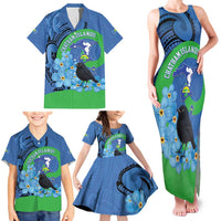 New Zealand Chatham Islands Family Matching Tank Maxi Dress and Hawaiian Shirt Wharekauri Forget Me Not With Black Robin LT14 - Polynesian Pride