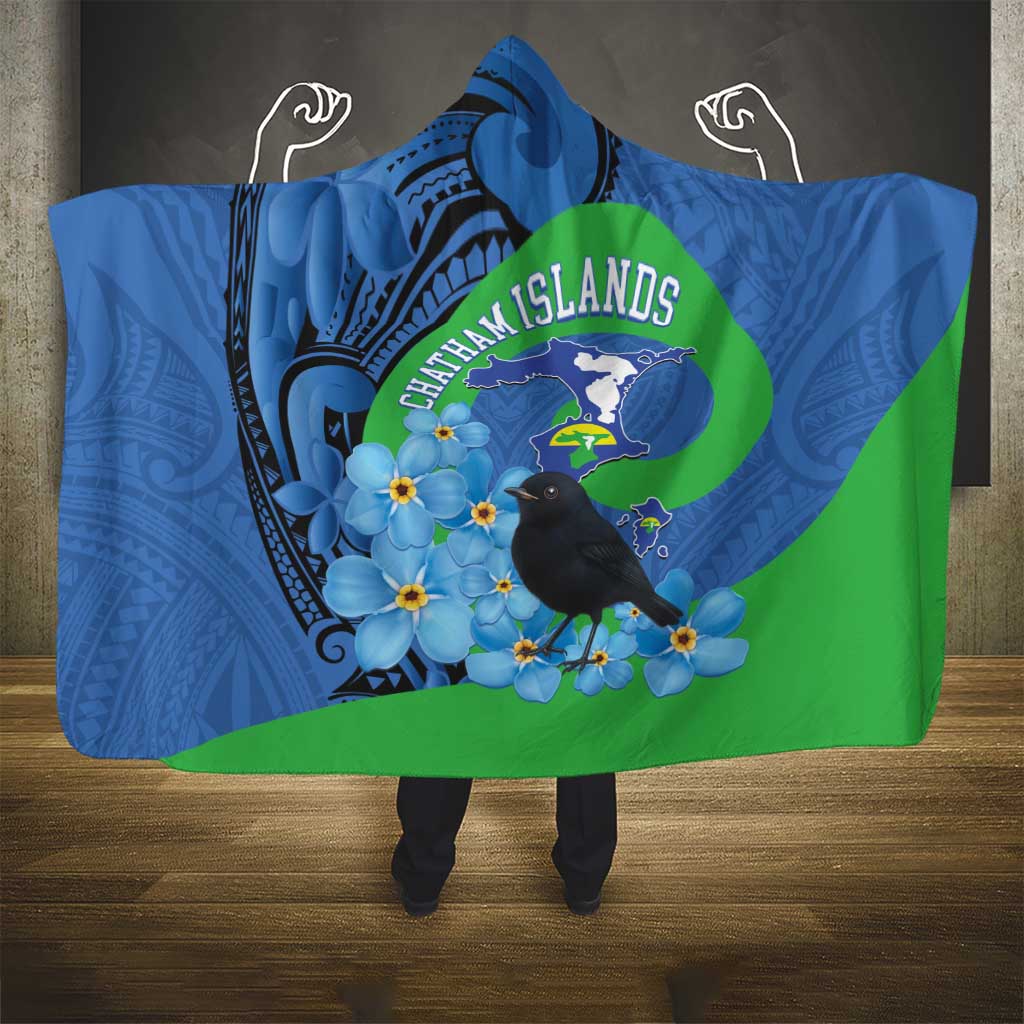 New Zealand Chatham Islands Hooded Blanket Wharekauri Forget Me Not With Black Robin