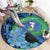 New Zealand Chatham Islands Round Carpet Wharekauri Forget Me Not With Black Robin