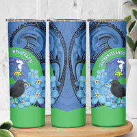 New Zealand Chatham Islands Skinny Tumbler Wharekauri Forget Me Not With Black Robin LT14 - Polynesian Pride
