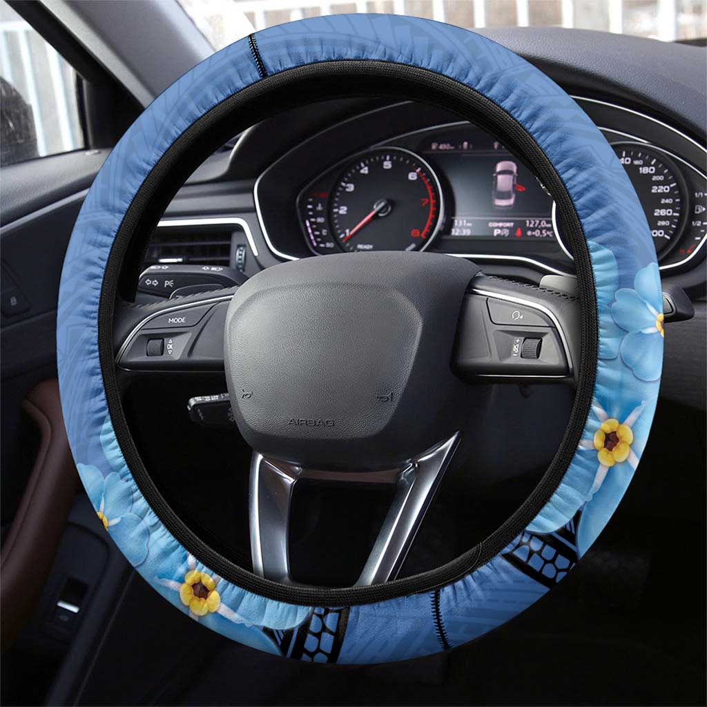 New Zealand Chatham Islands Steering Wheel Cover Wharekauri Forget Me Not With Black Robin