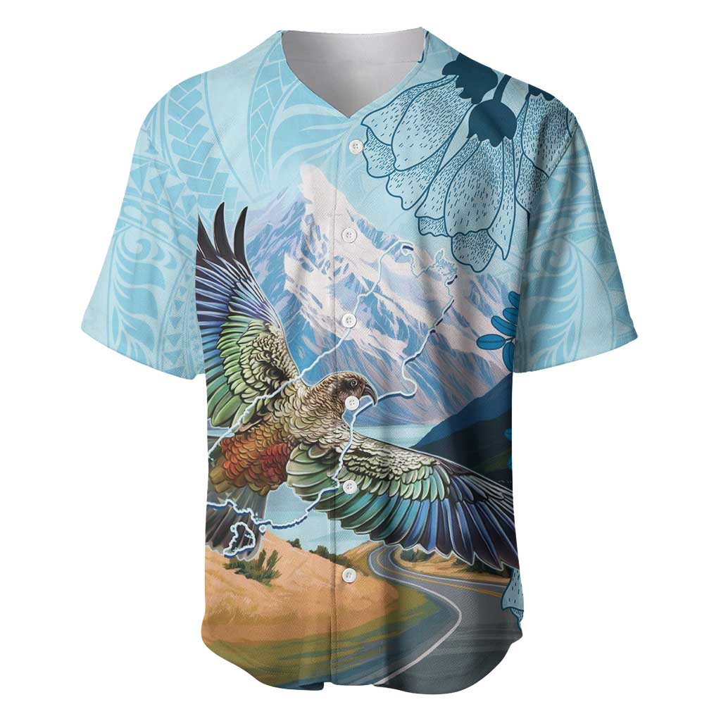 New Zealand South Island Baseball Jersey Te Waipounamu Aoraki Kea Bird LT14 Blue - Polynesian Pride