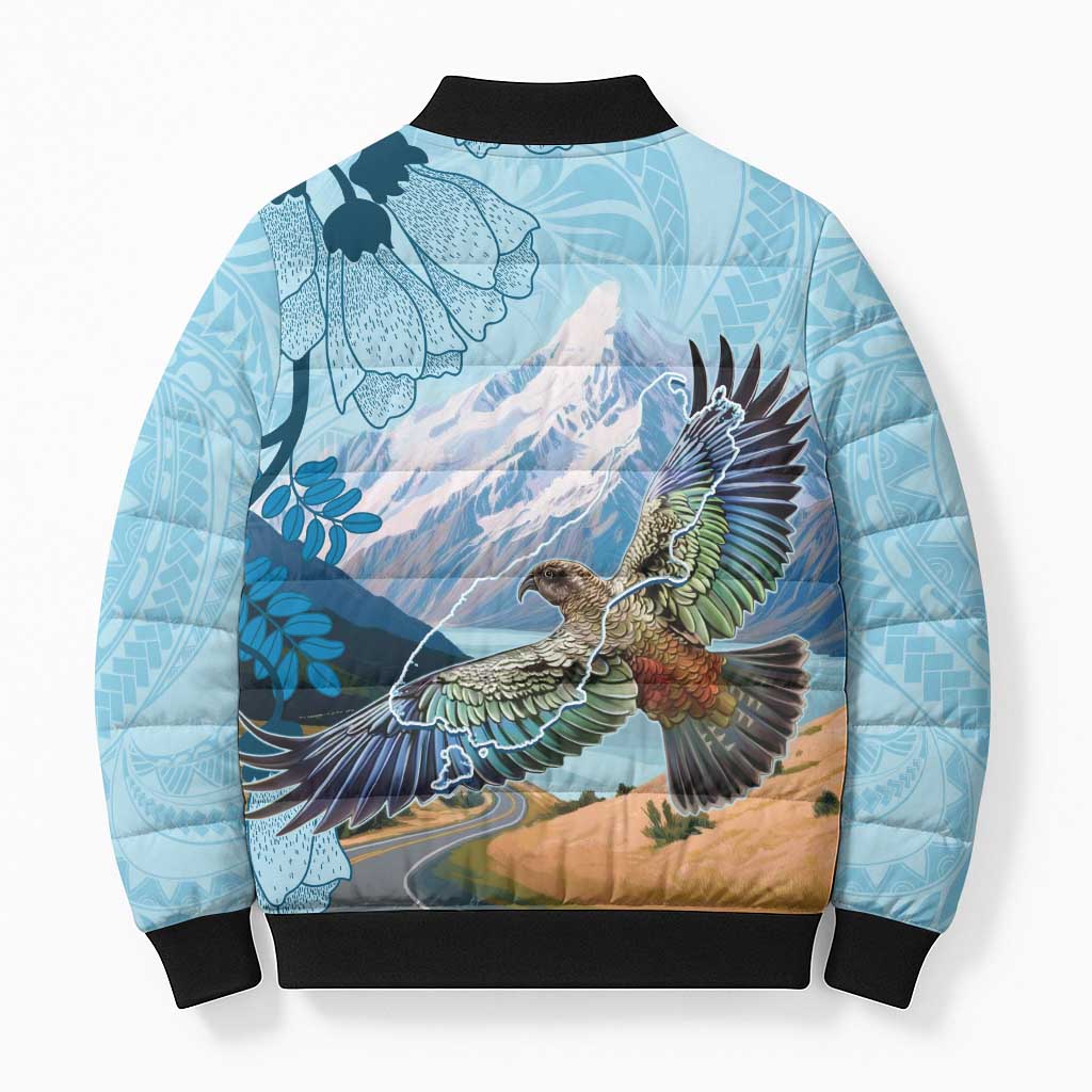New Zealand South Island Bomber Puffer Jacket Te Waipounamu Aoraki Kea Bird - Polynesian Pride