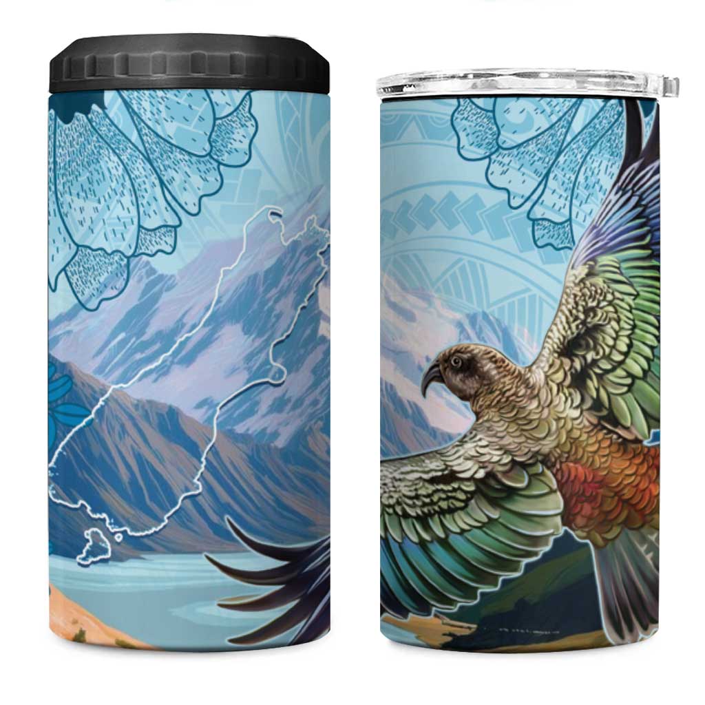 New Zealand South Island 4 in 1 Can Cooler Tumbler Te Waipounamu Aoraki Kea Bird LT14 One Size: 16 oz Blue - Polynesian Pride