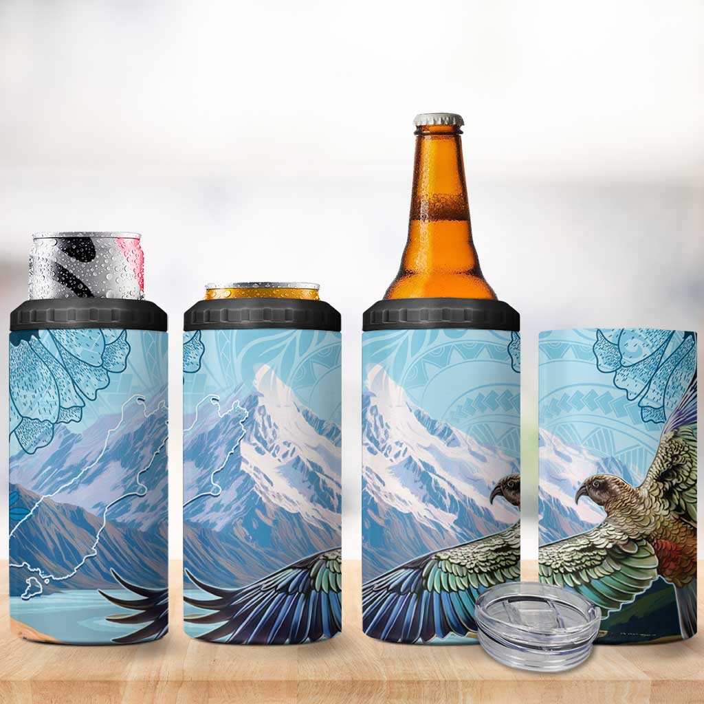 New Zealand South Island 4 in 1 Can Cooler Tumbler Te Waipounamu Aoraki Kea Bird LT14 - Polynesian Pride