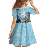 New Zealand South Island Family Matching Off Shoulder Short Dress and Hawaiian Shirt Te Waipounamu Aoraki Kea Bird