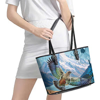 New Zealand South Island Leather Tote Bag Te Waipounamu Aoraki Kea Bird LT14 - Polynesian Pride