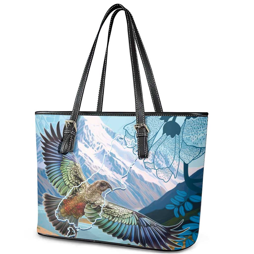New Zealand South Island Leather Tote Bag Te Waipounamu Aoraki Kea Bird LT14 - Polynesian Pride