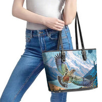 New Zealand South Island Leather Tote Bag Te Waipounamu Aoraki Kea Bird LT14 - Polynesian Pride