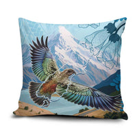 New Zealand South Island Pillow Cover Te Waipounamu Aoraki Kea Bird LT14 Blue - Polynesian Pride