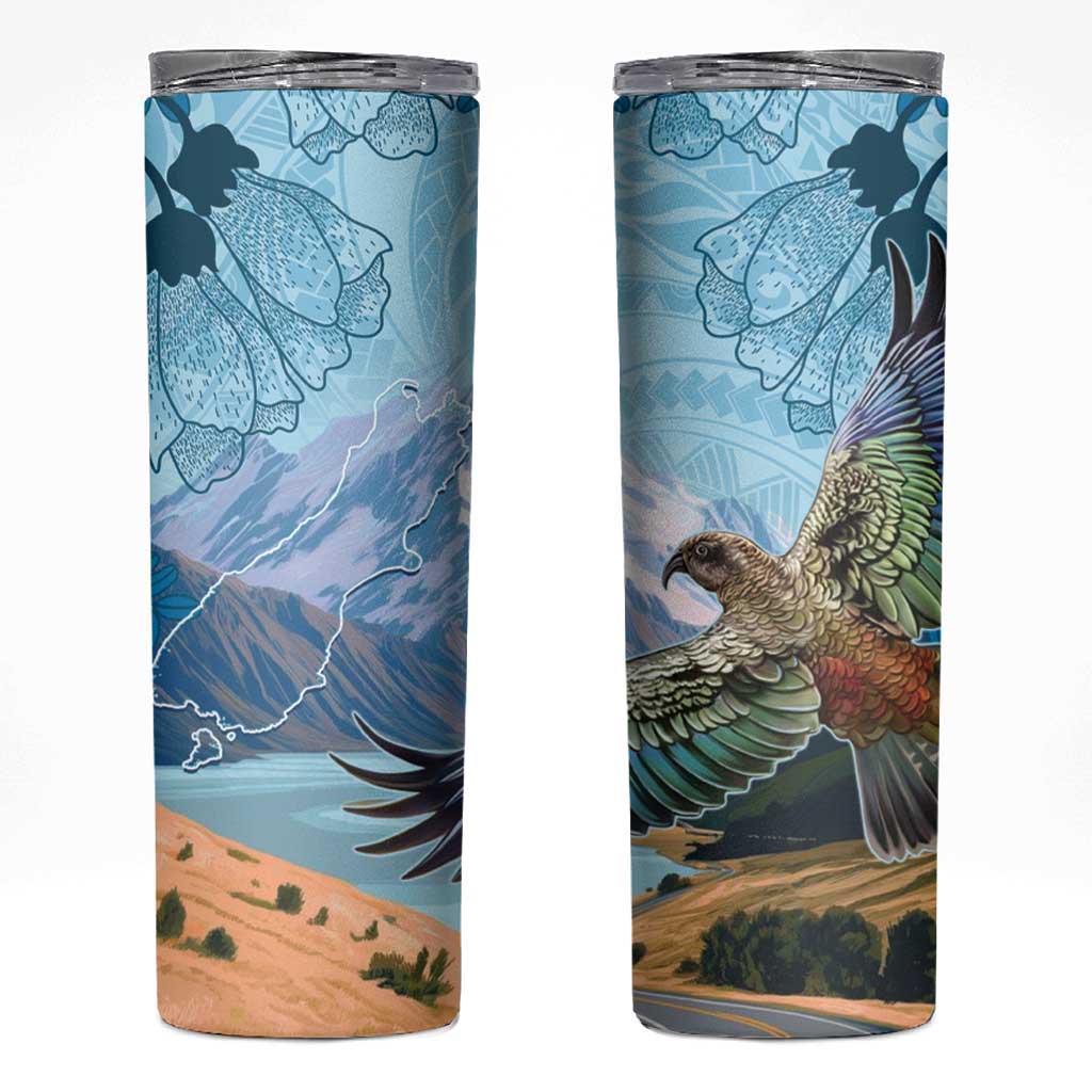 New Zealand South Island Skinny Tumbler Te Waipounamu Aoraki Kea Bird LT14 Blue - Polynesian Pride