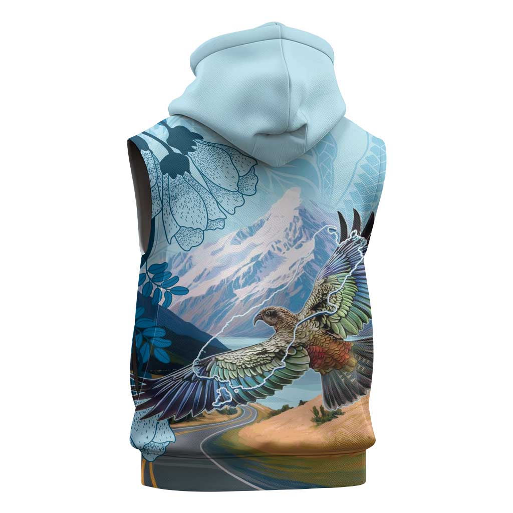 New Zealand South Island Sleeveless Hoodie Te Waipounamu Aoraki Kea Bird - Polynesian Pride