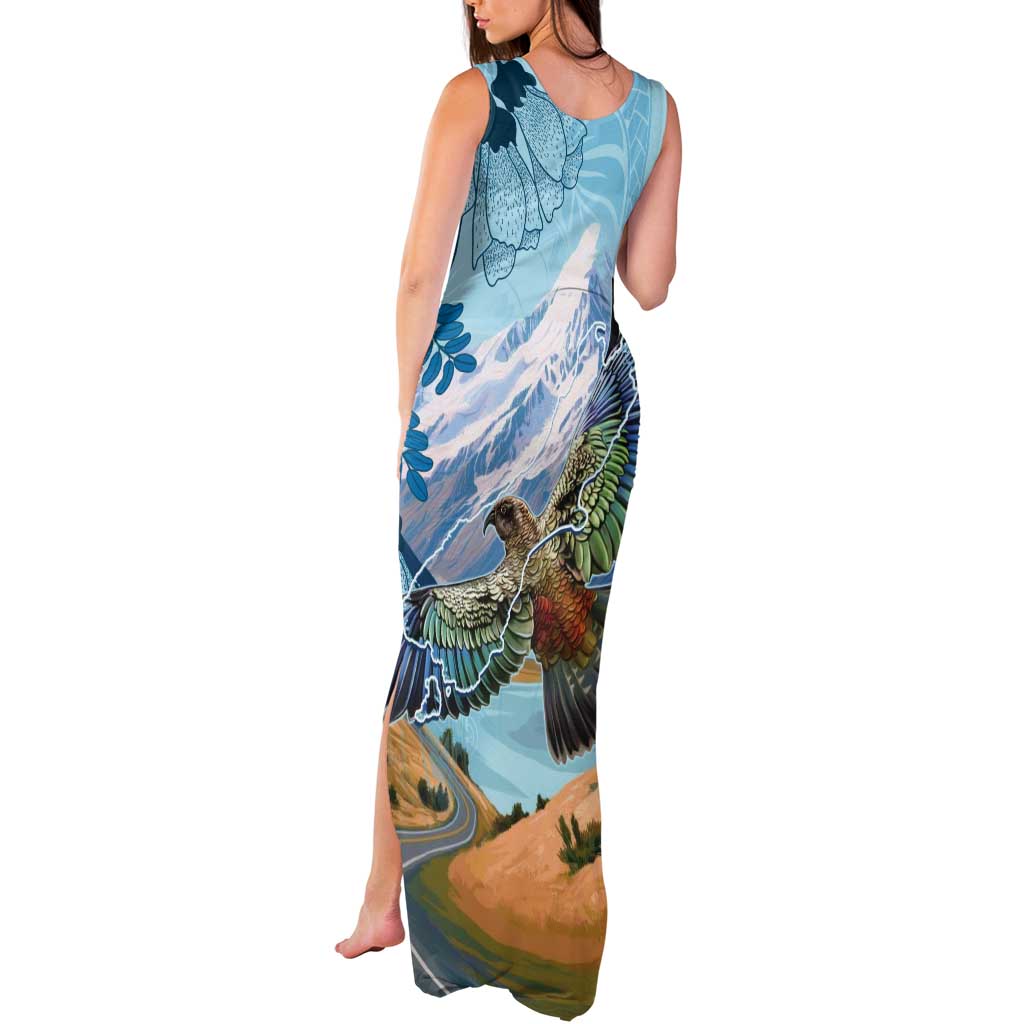 New Zealand South Island Tank Maxi Dress Te Waipounamu Aoraki Kea Bird