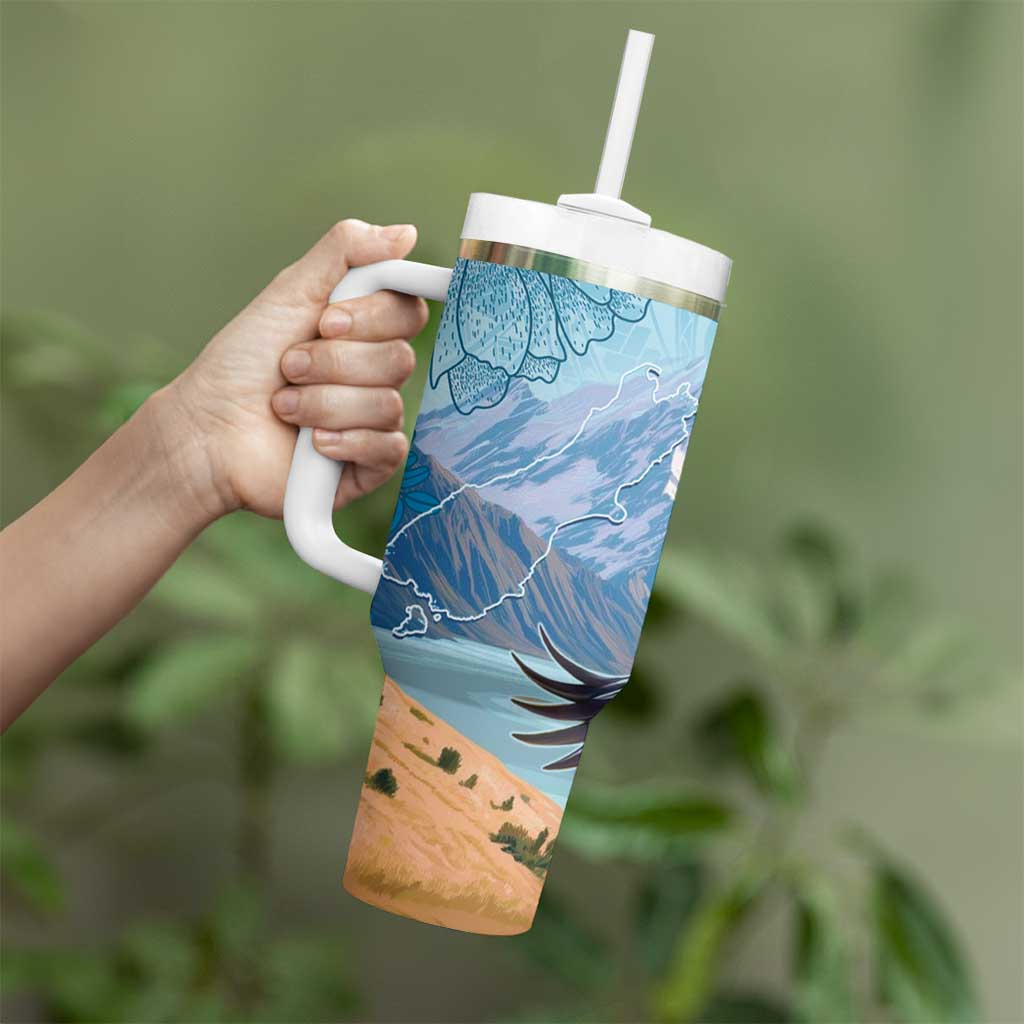 New Zealand South Island Tumbler With Handle Te Waipounamu Aoraki Kea Bird LT14 - Polynesian Pride