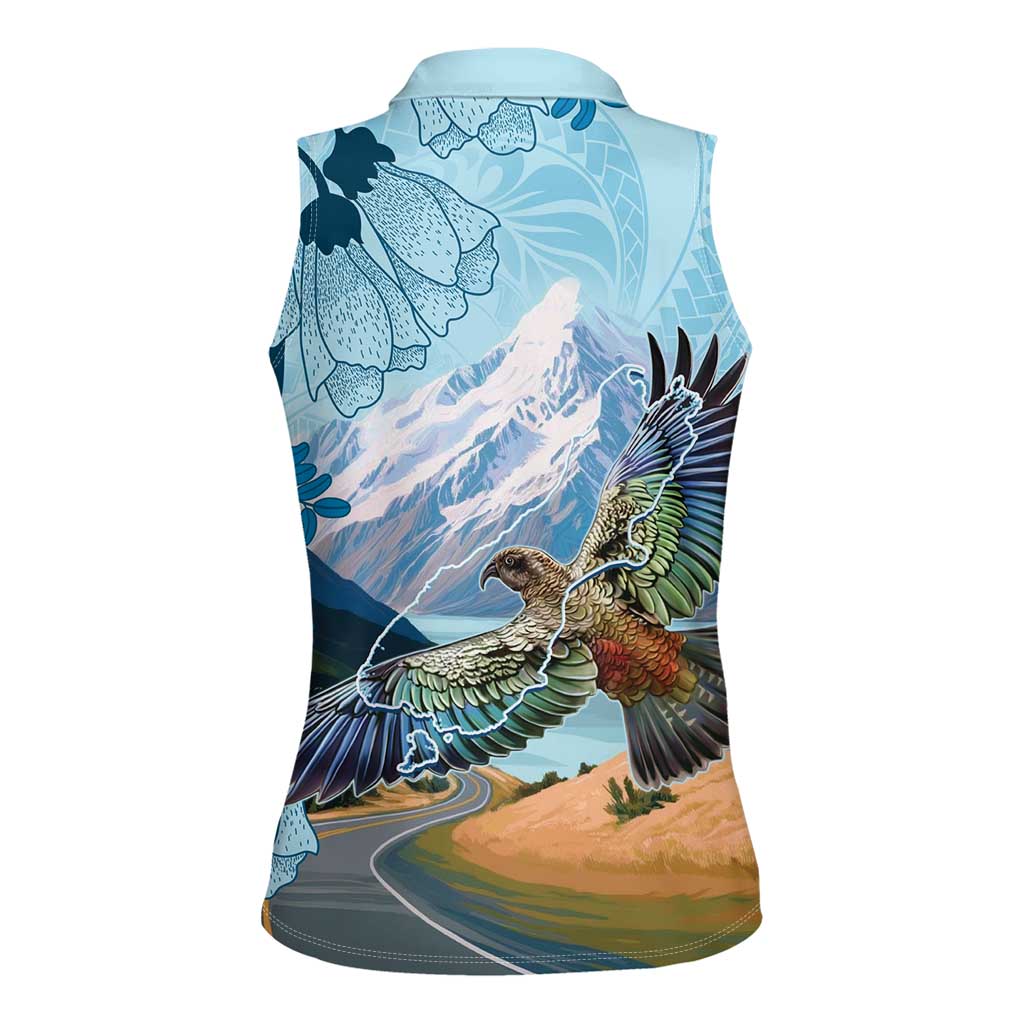 New Zealand South Island Women Sleeveless Polo Shirt Te Waipounamu Aoraki Kea Bird LT14 - Polynesian Pride