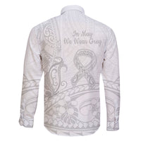 Polynesia Brain Cancer Awareness Family Matching Long Sleeve Bodycon Dress and Hawaiian Shirt In May We Wear Grey