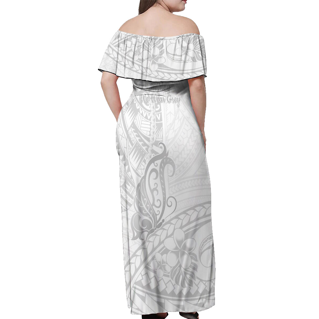 Polynesia Brain Cancer Awareness Off Shoulder Maxi Dress In May We Wear Grey