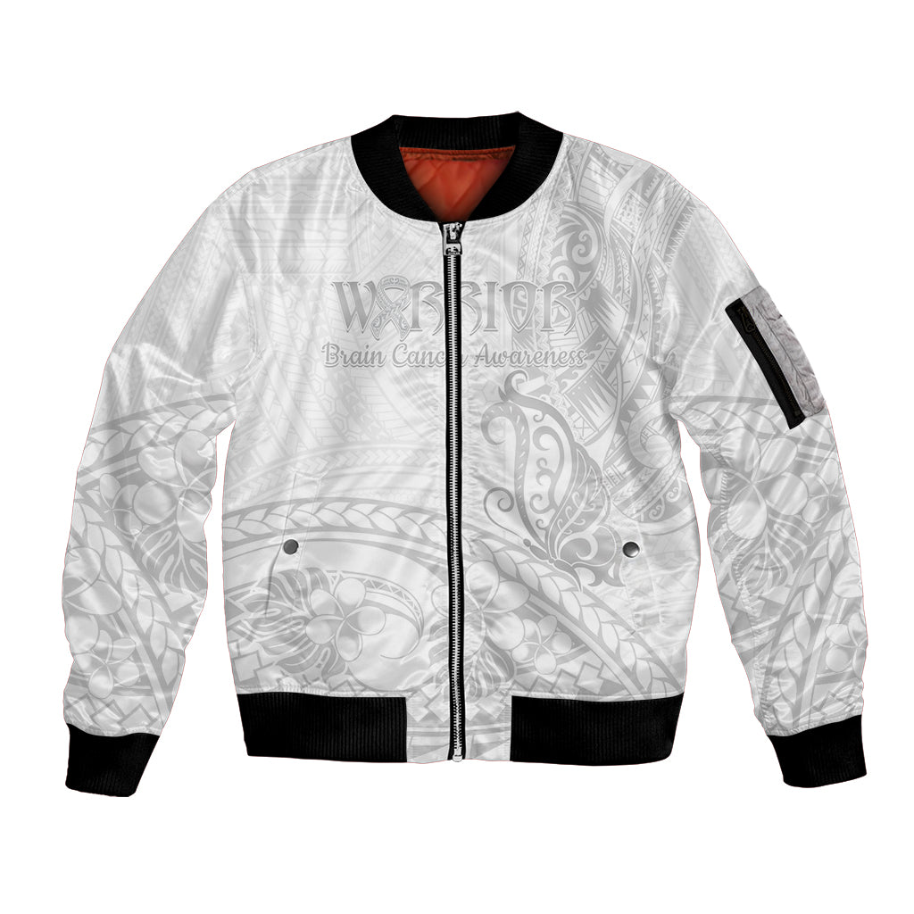 Polynesia Brain Cancer Awareness Sleeve Zip Bomber Jacket In May We Wear Grey