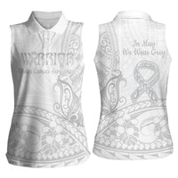 Polynesia Brain Cancer Awareness Women Sleeveless Polo Shirt In May We Wear Grey