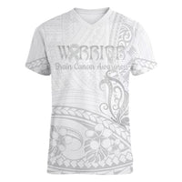 Polynesia Brain Cancer Awareness Women V-Neck T-Shirt In May We Wear Grey