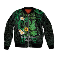 Polynesia Mental Health Awareness Bomber Jacket Green Ribbon Be Kind To Your Mind