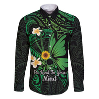 Polynesia Mental Health Awareness Family Matching Mermaid Dress and Hawaiian Shirt Green Ribbon Be Kind To Your Mind