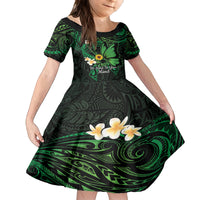 Polynesia Mental Health Awareness Kid Short Sleeve Dress Green Ribbon Be Kind To Your Mind