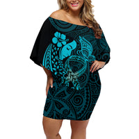 Polynesia World Ovarian Cancer Day Family Matching Off Shoulder Short Dress and Hawaiian Shirt You Matter Polynesian Women LT14 Mom's Dress Teal - Polynesian Pride