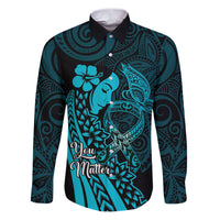 Polynesia World Ovarian Cancer Day Family Matching Puletasi and Hawaiian Shirt You Matter Polynesian Women LT14 Dad's Shirt - Long Sleeve Teal - Polynesian Pride