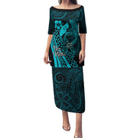 Polynesia World Ovarian Cancer Day Family Matching Puletasi and Hawaiian Shirt You Matter Polynesian Women LT14 Mom's Dress Teal - Polynesian Pride