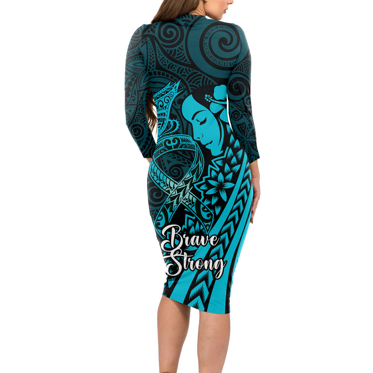 Polynesia World Ovarian Cancer Day Long Sleeve Bodycon Dress You Matter Polynesian Women