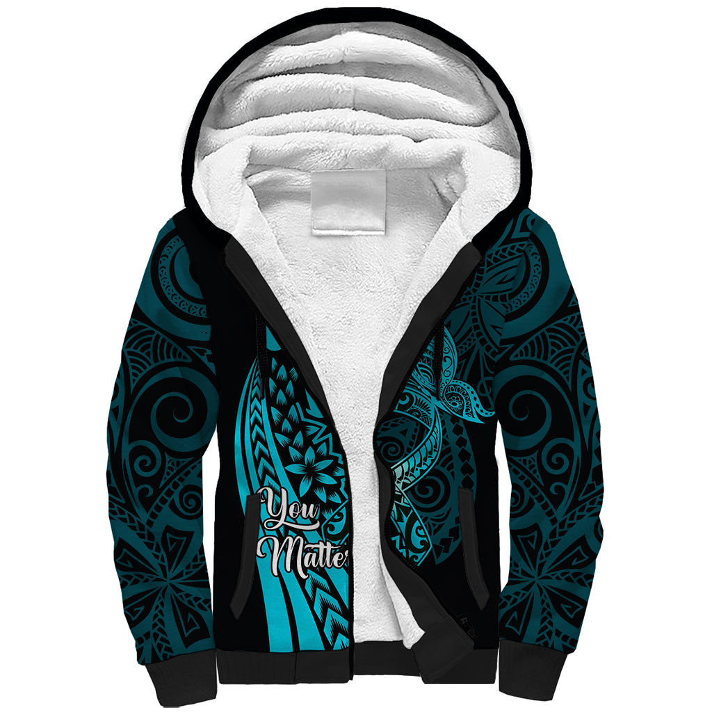 Polynesia World Ovarian Cancer Day Sherpa Hoodie You Matter Polynesian Women